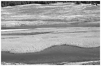 Yellowstone River and meadow in fall. Yellowstone National Park, Wyoming, USA. (black and white)