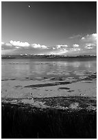 Yellowstone Lake with frozen shores, sunset. Yellowstone National Park ( black and white)