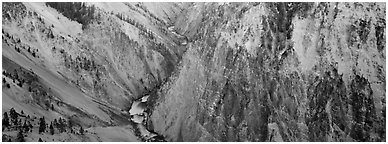 Grand Canyon of Yellowstone. Yellowstone National Park (Panoramic black and white)