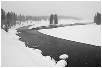 Lewis River in winter. Yellowstone National Park ( black and white)