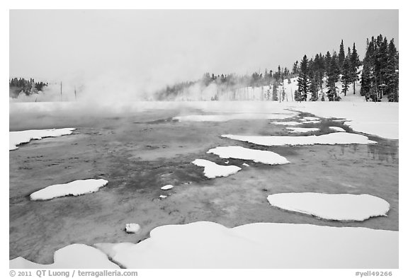 Chromatic Spring in winter. Yellowstone National Park, Wyoming, USA.