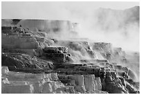 Canary Springs and mountains. Yellowstone National Park ( black and white)