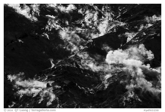 Fumaroles on Roaring Mountain. Yellowstone National Park (black and white)