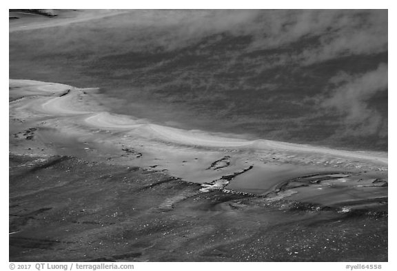 Rainbow colors of Grand Prismatic Spring. Yellowstone National Park (black and white)