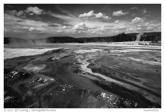 Rainbow Pool, Black Sand Basin. Yellowstone National Park (black and white)