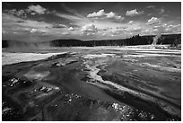 Rainbow Pool, Black Sand Basin. Yellowstone National Park ( black and white)