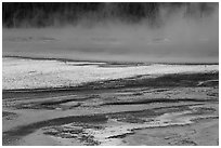 Steam rising from Rainbow Pool. Yellowstone National Park ( black and white)