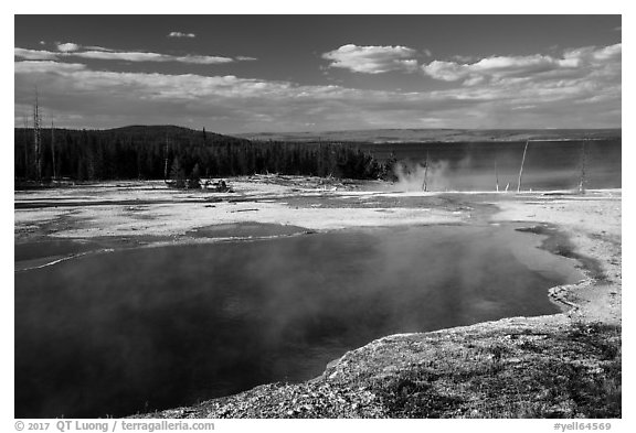 Abyss Pool, West Thumb. Yellowstone National Park (black and white)
