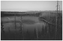 West Thumb at dusk. Yellowstone National Park ( black and white)