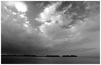 Small islands in Biscayne Bay near Convoy Point, sunset. Biscayne National Park ( black and white)