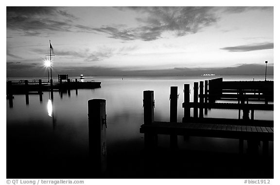 Elliott Key harbor, dusk. Biscayne National Park (black and white)