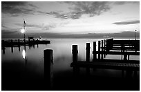 Elliott Key harbor, dusk. Biscayne National Park, Florida, USA. (black and white)
