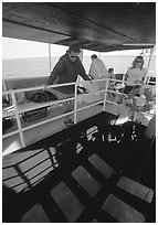 Glass bottom boat. Biscayne National Park, Florida, USA. (black and white)