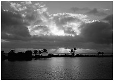 Sunrise on Biscayne Bay from Bayfront. Biscayne National Park ( black and white)