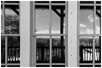 Biscayne Bay, visitor center window reflexion. Biscayne National Park, Florida, USA. (black and white)