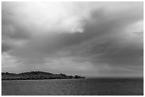 Elliot Key, Caesar Creek, and thunderstorm clouds. Biscayne National Park, Florida, USA. (black and white)