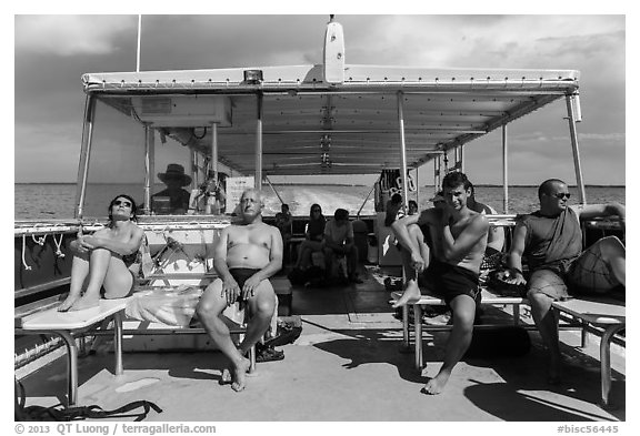 Aboard snorkeling boat. Biscayne National Park (black and white)