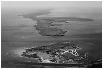 Aerial view of Boca Chita Key and Sands Key. Biscayne National Park ( black and white)