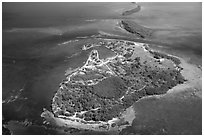 Aerial view of Boca Chita Key and Ragged Keys. Biscayne National Park ( black and white)