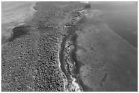 Aerial view of section of Biscayne Bay, Elliott Key, and Margot Fish Shoal. Biscayne National Park ( black and white)
