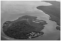 Aerial view of Adams Key. Biscayne National Park ( black and white)