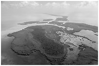Aerial view of whole chain of keys. Biscayne National Park ( black and white)