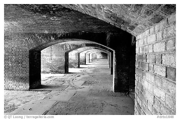 Gunroom on the first floor of Fort Jefferson. Dry Tortugas National Park, Florida, USA.