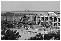 Inside Fort Jefferson. Dry Tortugas National Park, Florida, USA. (black and white)