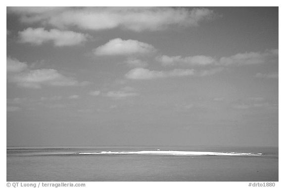 Hospital Key barely emerging from Ocean. Dry Tortugas National Park (black and white)