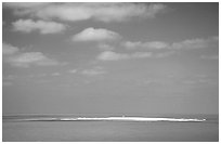 Hospital Key barely emerging from Ocean. Dry Tortugas National Park, Florida, USA. (black and white)