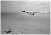 Bush Key seen across the channel from Garden Key in 1998. Dry Tortugas National Park, Florida, USA. (black and white)