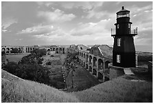 Fort Jefferson lighthouse, dawn. Dry Tortugas  National Park ( black and white)