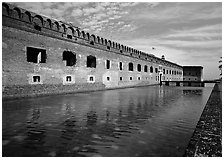 Fort Jefferson moat and lighthouse. Dry Tortugas  National Park ( black and white)