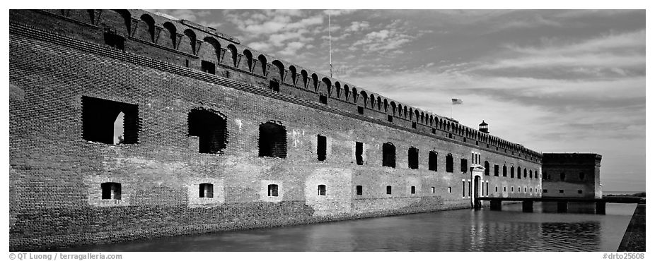 Fort Jefferson reflected in moat. Dry Tortugas  National Park (black and white)