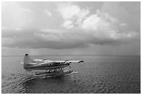 Seaplane and ocean. Dry Tortugas National Park, Florida, USA. (black and white)