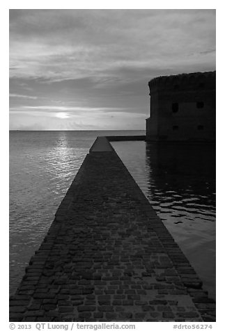 Fort Jefferson seawall and moat at sunset. Dry Tortugas National Park, Florida, USA.