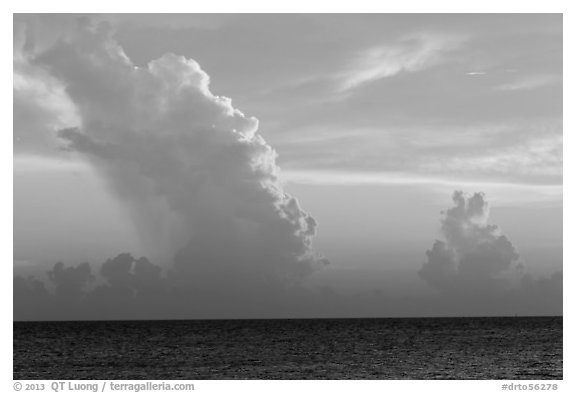 Tropical clouds at sunset. Dry Tortugas National Park (black and white)