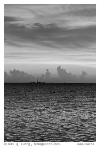 Colorful sunset over Loggerhead Key. Dry Tortugas National Park (black and white)