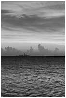 Colorful sunset over Loggerhead Key. Dry Tortugas National Park, Florida, USA. (black and white)