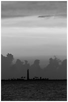 Loggerhead Key lighthouse at sunset. Dry Tortugas National Park, Florida, USA. (black and white)