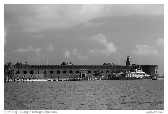 Fort Jefferson from water. Dry Tortugas National Park (black and white)