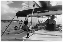 Fort Jefferson seen from sailboat. Dry Tortugas National Park ( black and white)