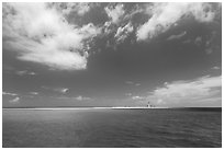 Turquoise ocean waters and Loggerhead key. Dry Tortugas National Park, Florida, USA. (black and white)
