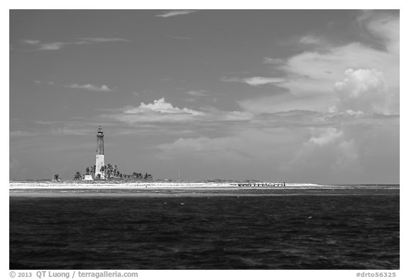 Lighthouse and deck, Loggerhead Key. Dry Tortugas National Park (black and white)