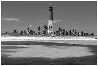 Loggerhead Light and turquoise waters, Loggerhead Key. Dry Tortugas National Park, Florida, USA. (black and white)