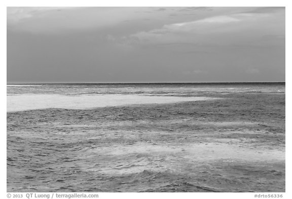 Turquoise waters over shallow sand bars, Loggerhead Key. Dry Tortugas National Park (black and white)