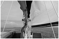 Fort Jefferson seen through sails. Dry Tortugas National Park ( black and white)