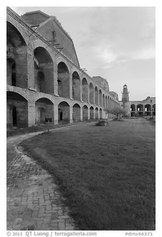 Inside Fort Jefferson at sunset. Dry Tortugas National Park, Florida, USA.