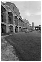 Inside Fort Jefferson at sunset. Dry Tortugas National Park, Florida, USA. (black and white)