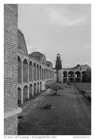 Fort Jefferson, harbor light, interior courtyard at sunset. Dry Tortugas National Park, Florida, USA.